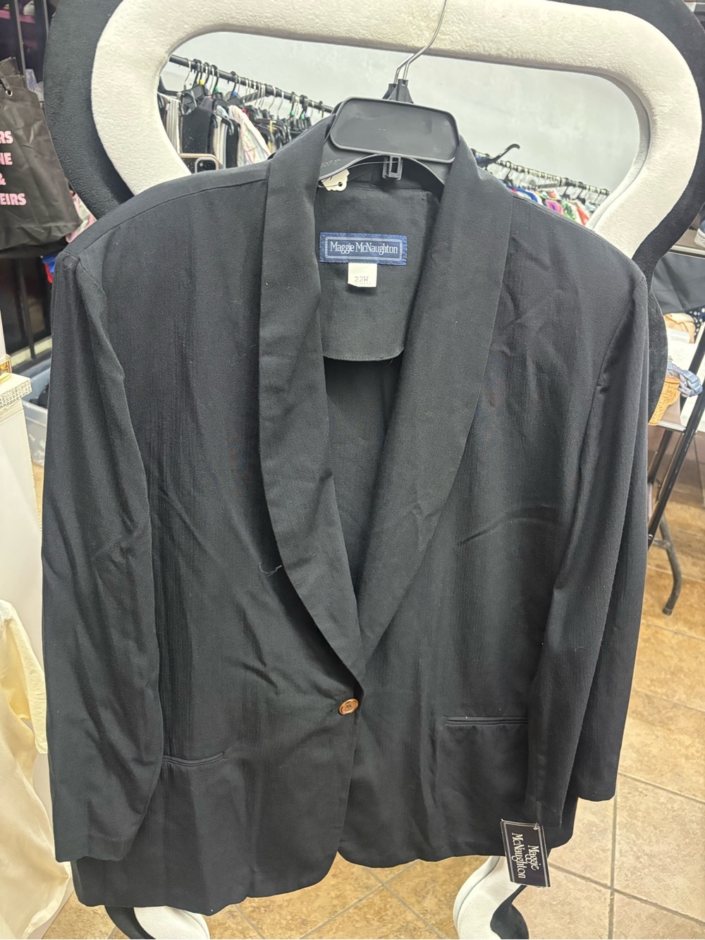Vintage Maggie McNaughton Black Shawl Collar Women's Blazer